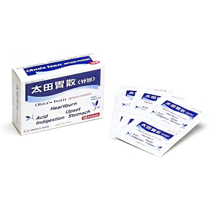 OHTA'S ISAN Antacid Herbal Powder Single USE16 Packets for USA -Made in Japan